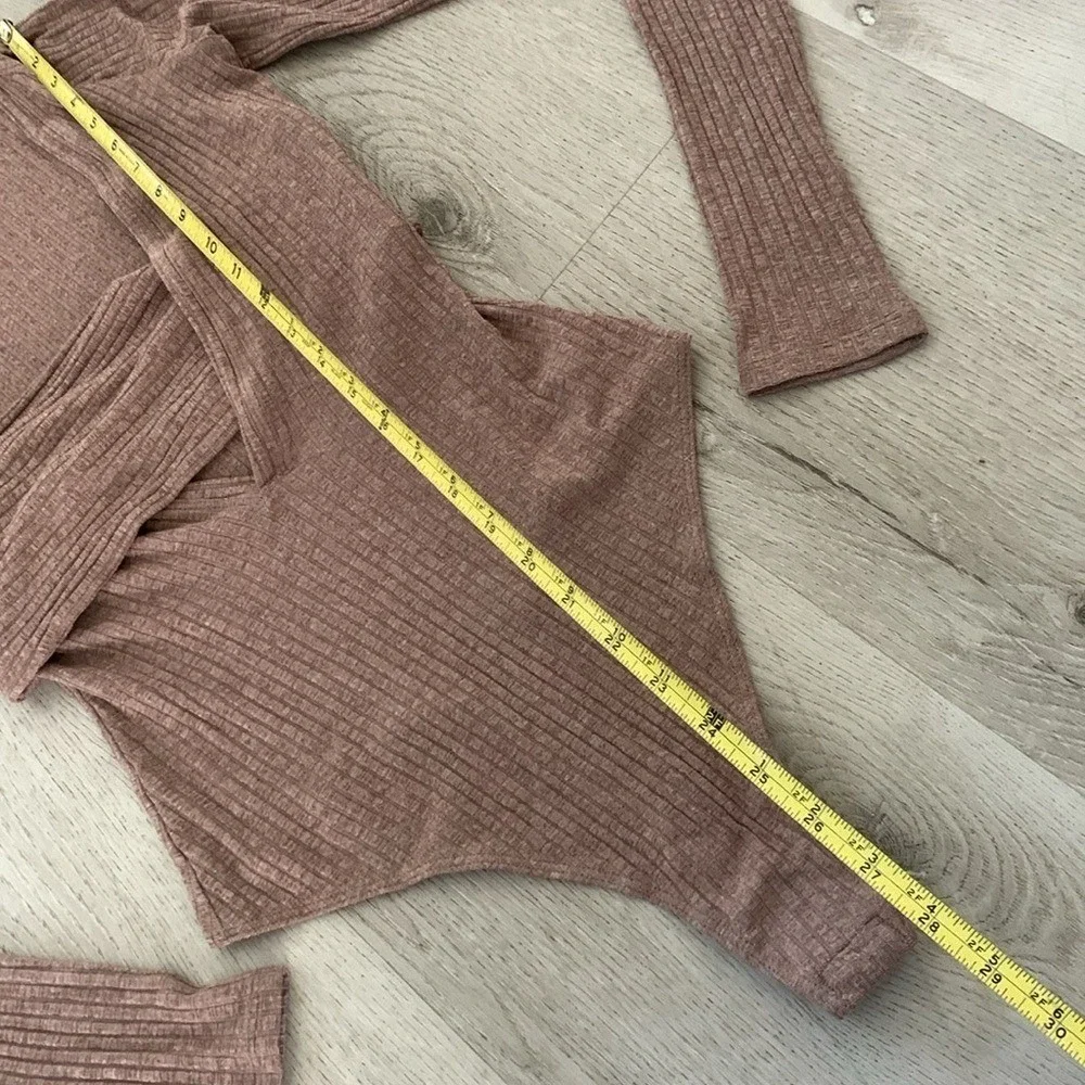 ALIX NYCBianca Marled Rib Knit Bodysuit chestnut size L NWT classic‎ elegant